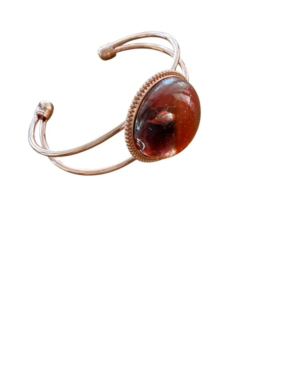 Key West Artist Pair of Beach Glass Resin Copper Color Bangles